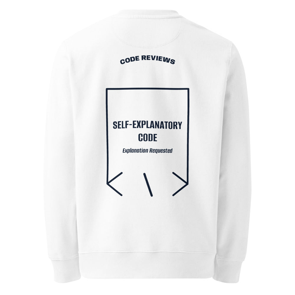 Self-Explanatory Code — White French Navy back mockup