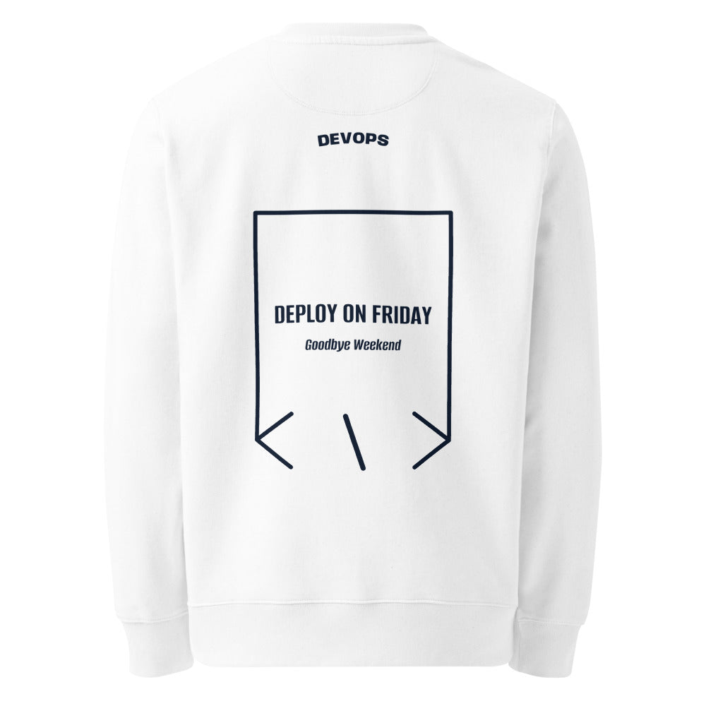 Deploy On Friday — White French Navy back mockup