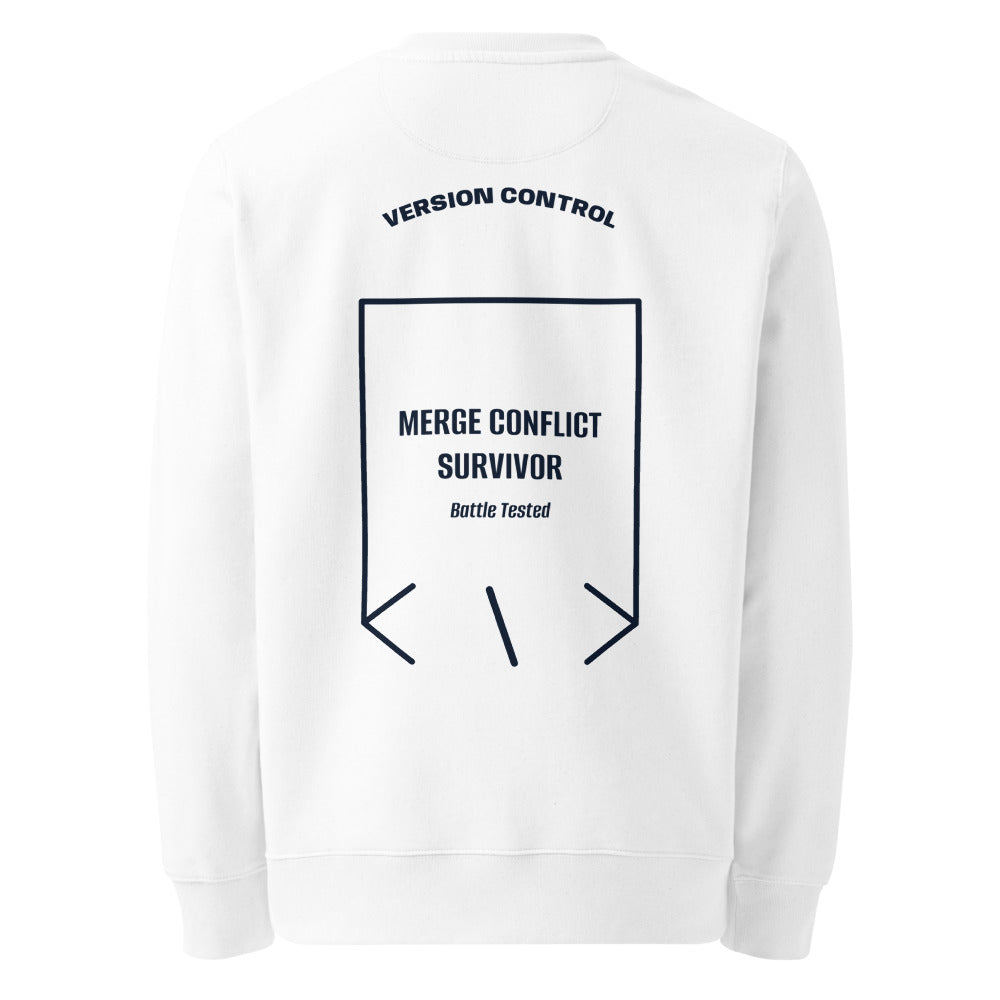 Merge Conflict Survivor — White French Navy back mockup