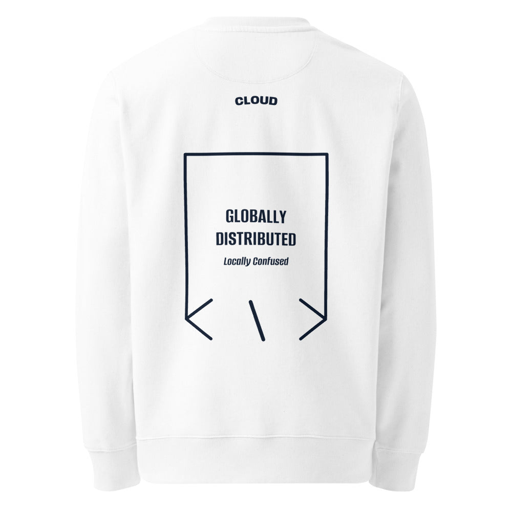 Globally Distributed — White French Navy back mockup