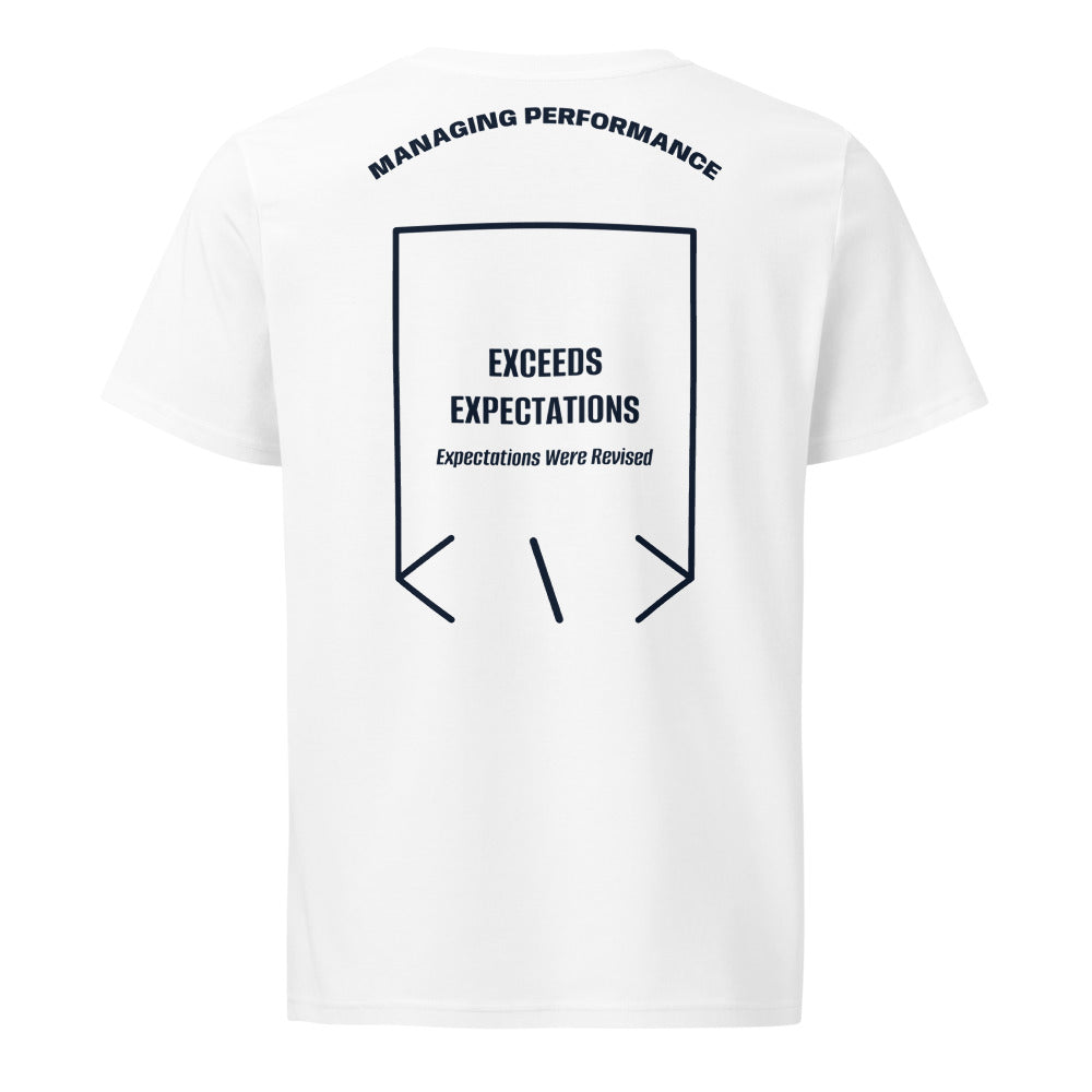 Exceeds Expectations — White French Navy back mockup