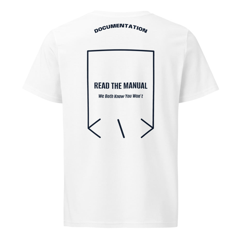 Read The Manual — White French Navy back mockup