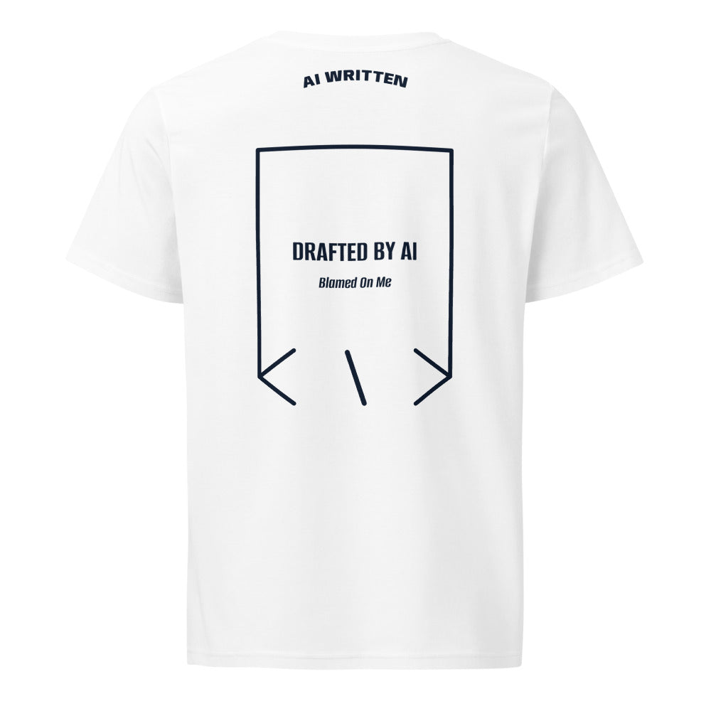 Drafted By AI — White French Navy back mockup