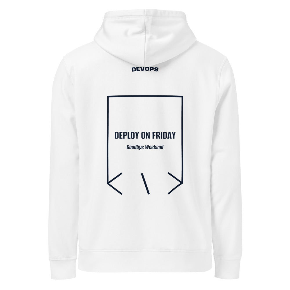 Deploy On Friday — White French Navy back mockup