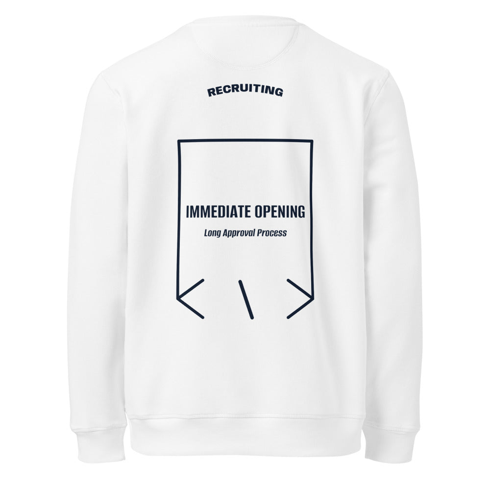 Immediate Opening — White French Navy back mockup