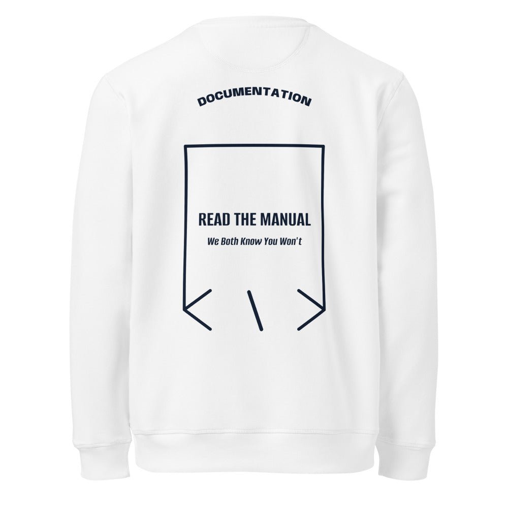 Read The Manual — White French Navy back mockup