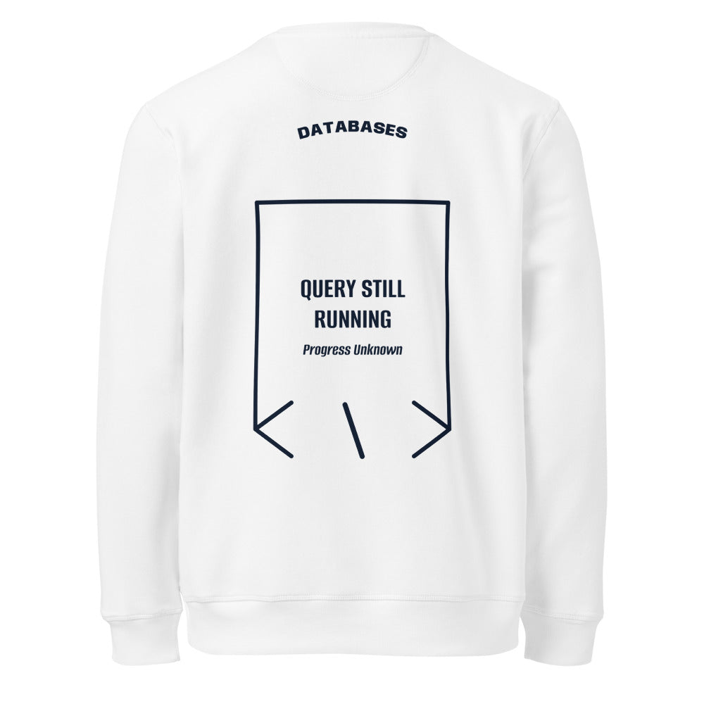 Query Still Running — White French Navy back mockup