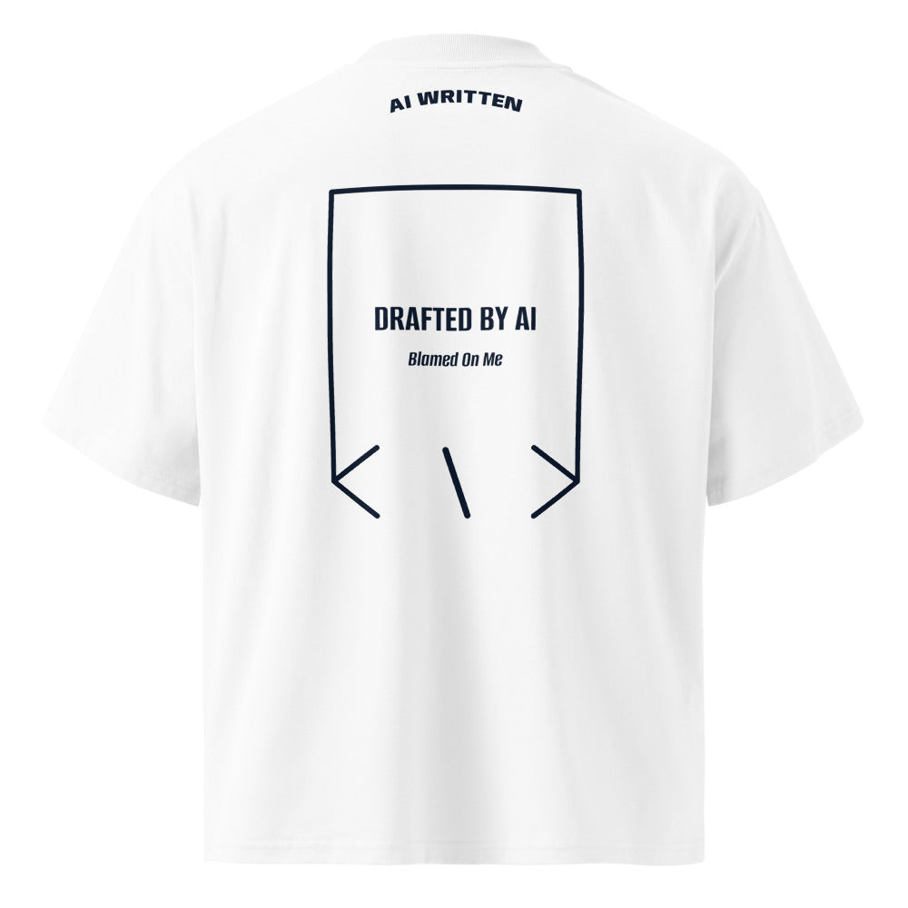 Drafted By AI — White French Navy back mockup