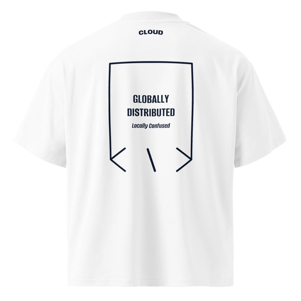 Globally Distributed — White French Navy back mockup