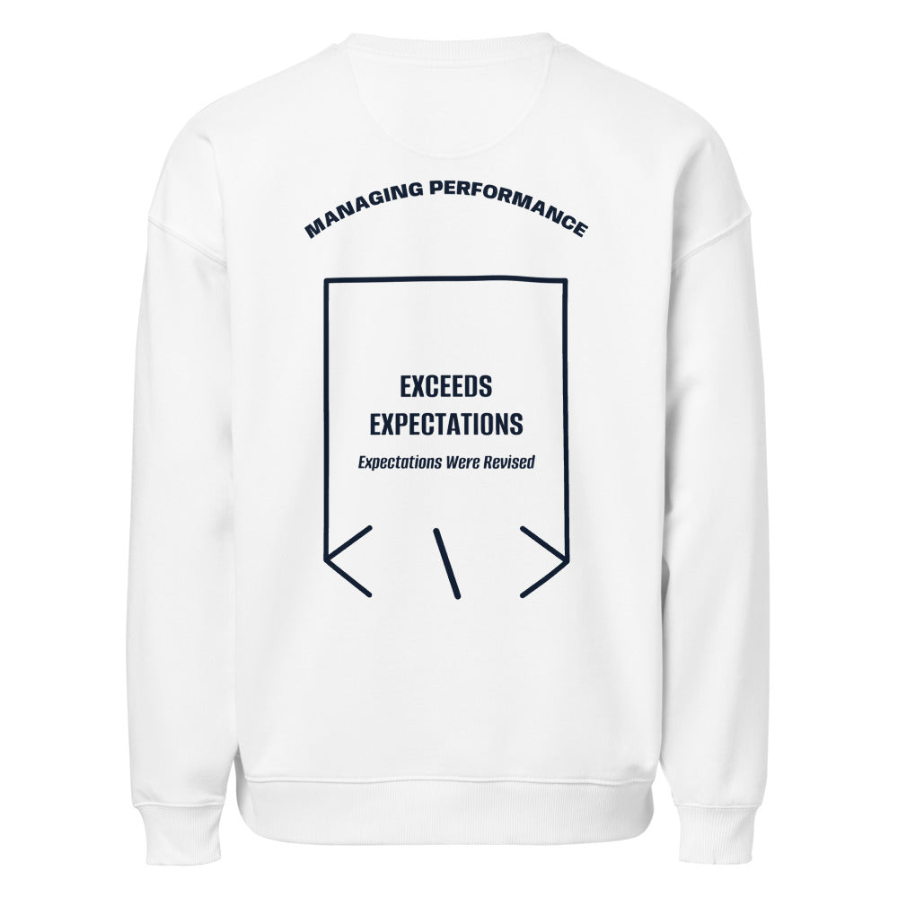 Exceeds Expectations — White French Navy back mockup