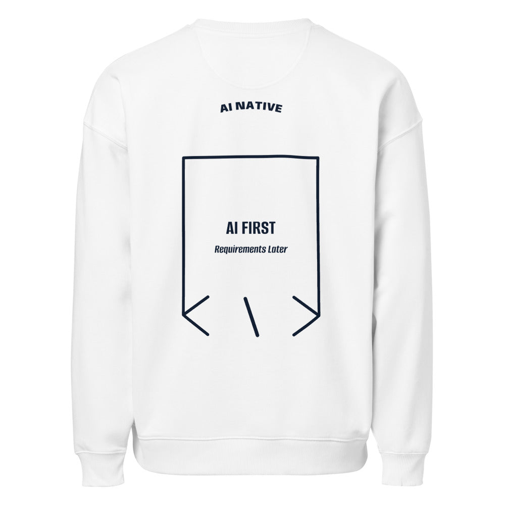AI First — White French Navy back mockup