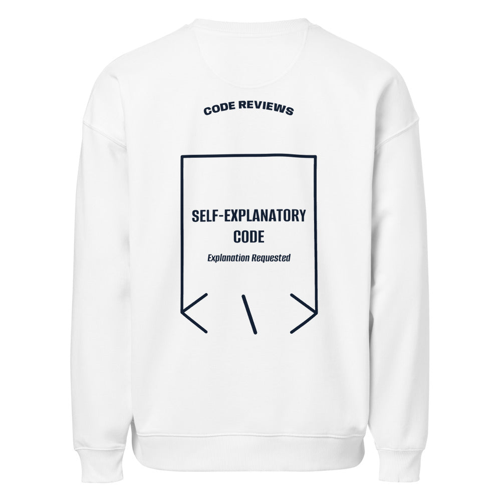 Self-Explanatory Code — White French Navy back mockup