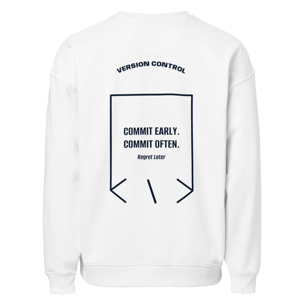 Commit Early. Commit Often. — White French Navy back mockup