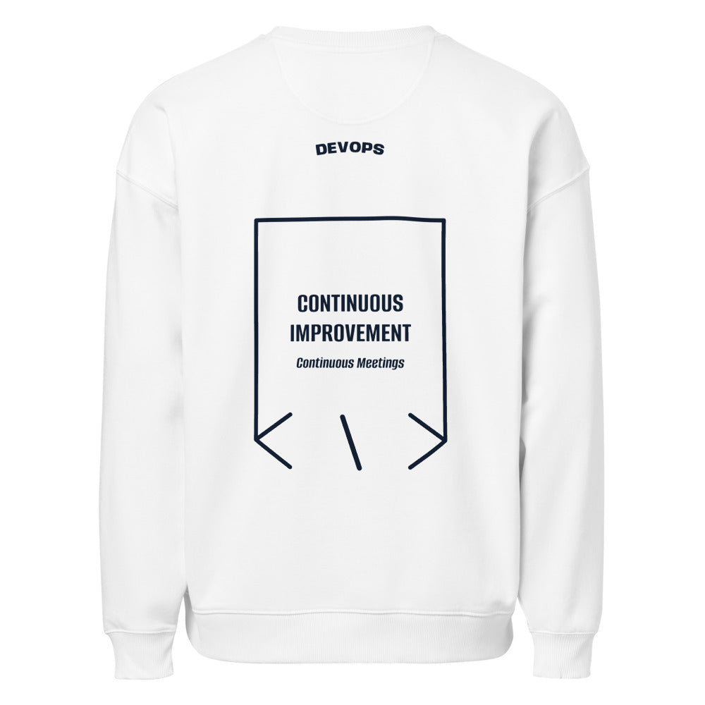 Continuous Improvement — White French Navy back mockup