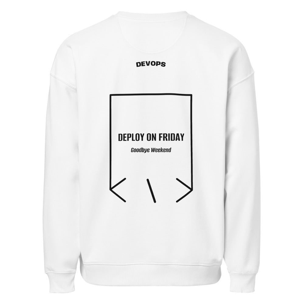 Deploy On Friday — White Black back mockup