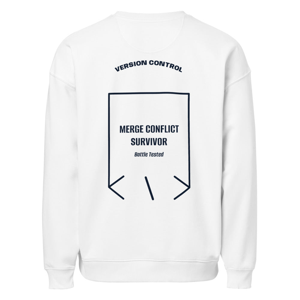 Merge Conflict Survivor — White French Navy back mockup