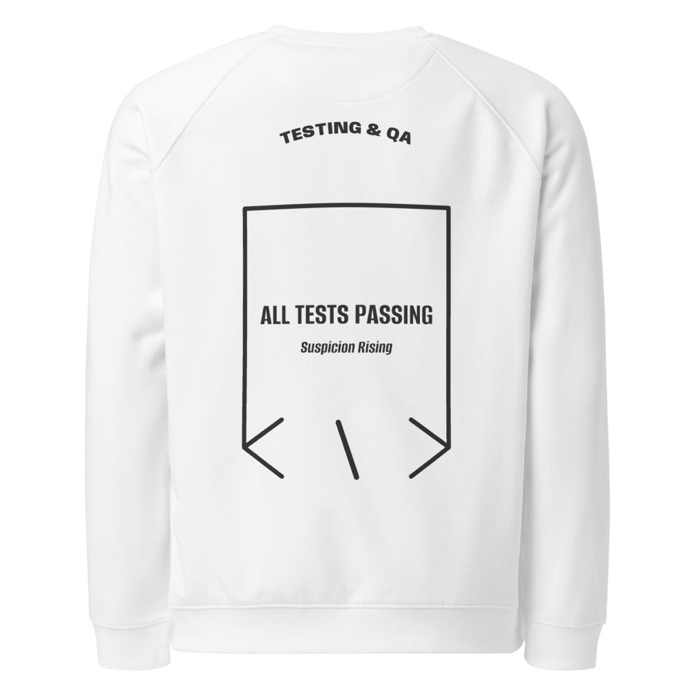 All Tests Passing — White Charcoal Melange back mockup