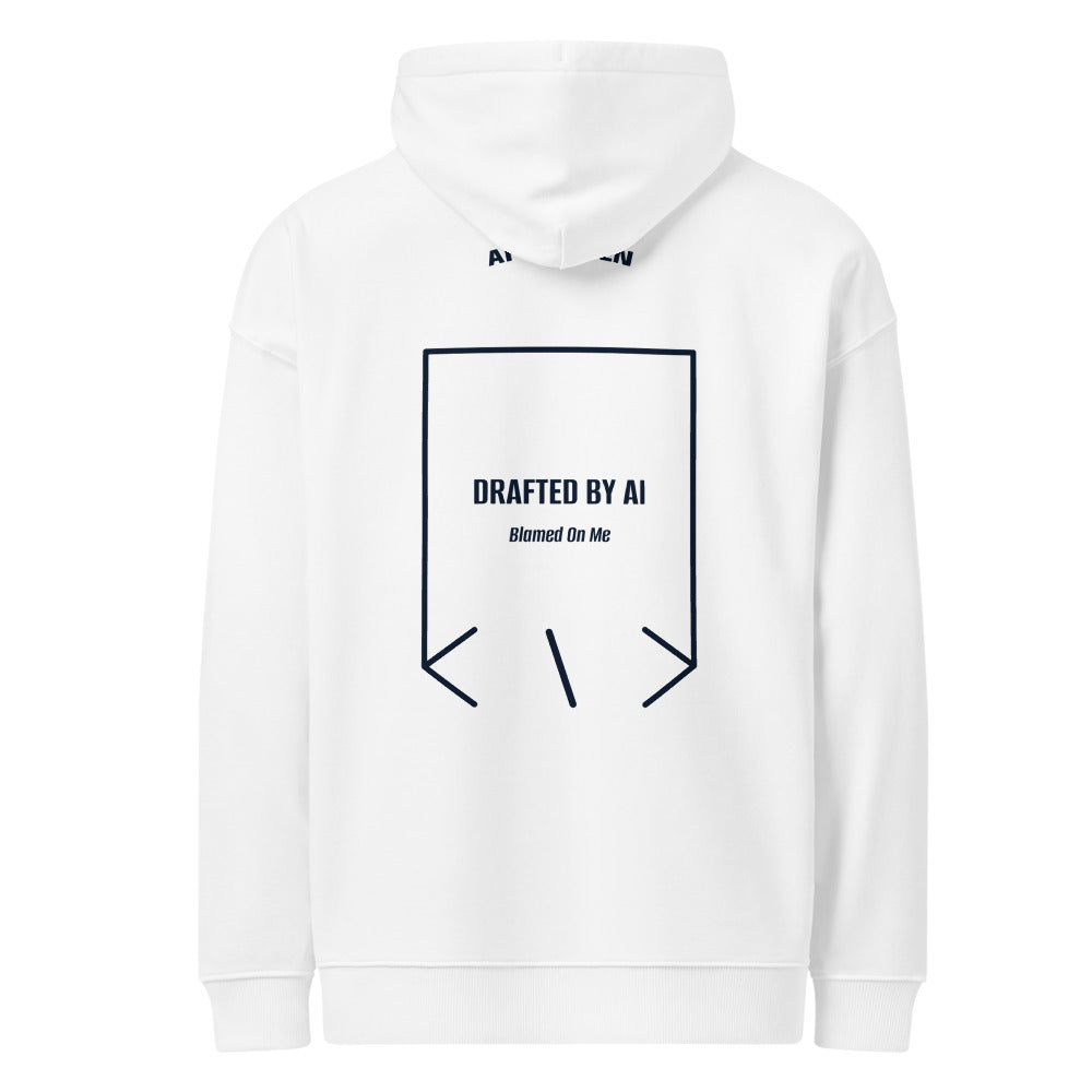 Drafted By AI — White French Navy back mockup