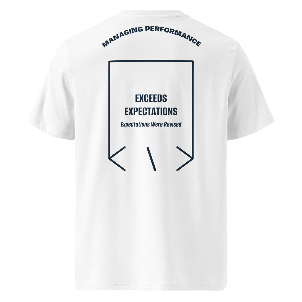 Exceeds Expectations — White French Navy back mockup