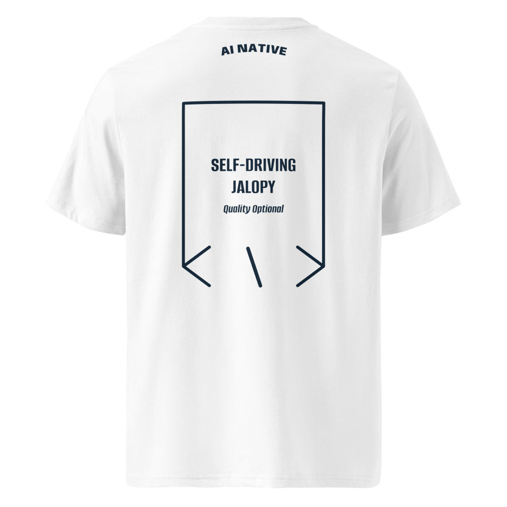 Self-Driving Jalopy — White French Navy back mockup