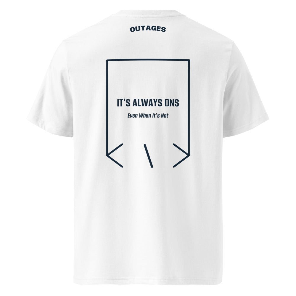 It's Always DNS — White French Navy back mockup