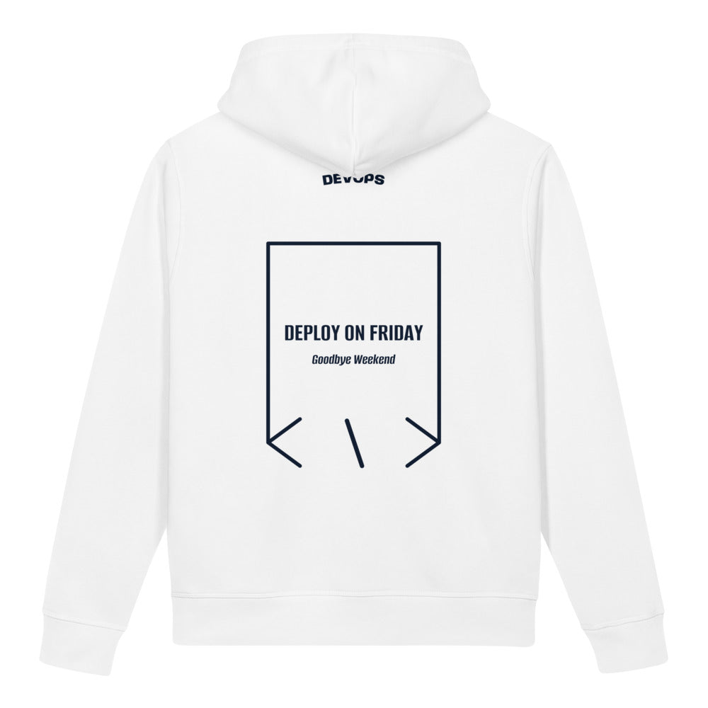 Deploy On Friday — White French Navy back mockup