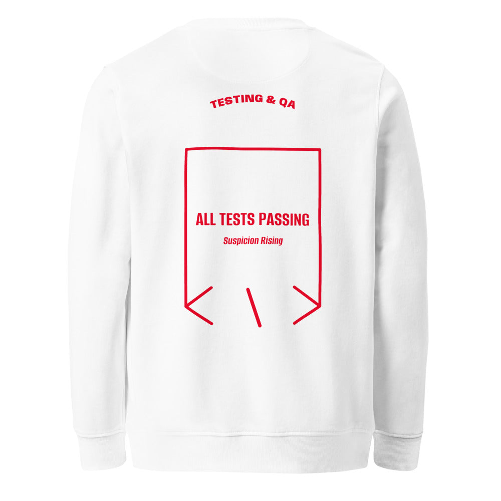 All Tests Passing — White Red back mockup