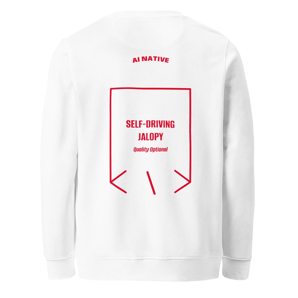 Self-Driving Jalopy — White Red back mockup