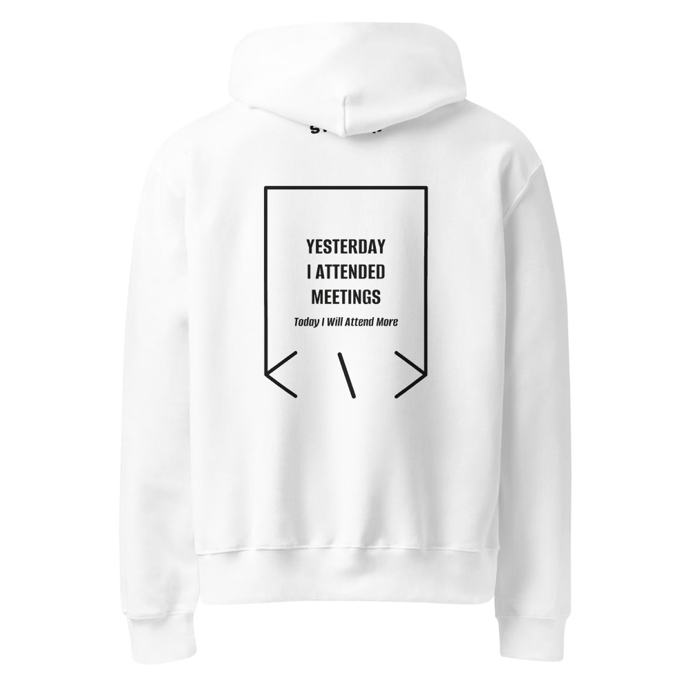 Yesterday I Attended Meetings — White Vintage Black back mockup