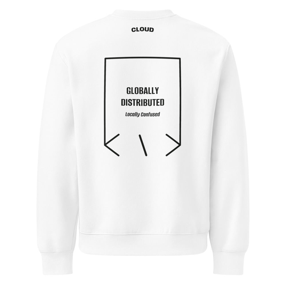 Globally Distributed — White Vintage Black back mockup