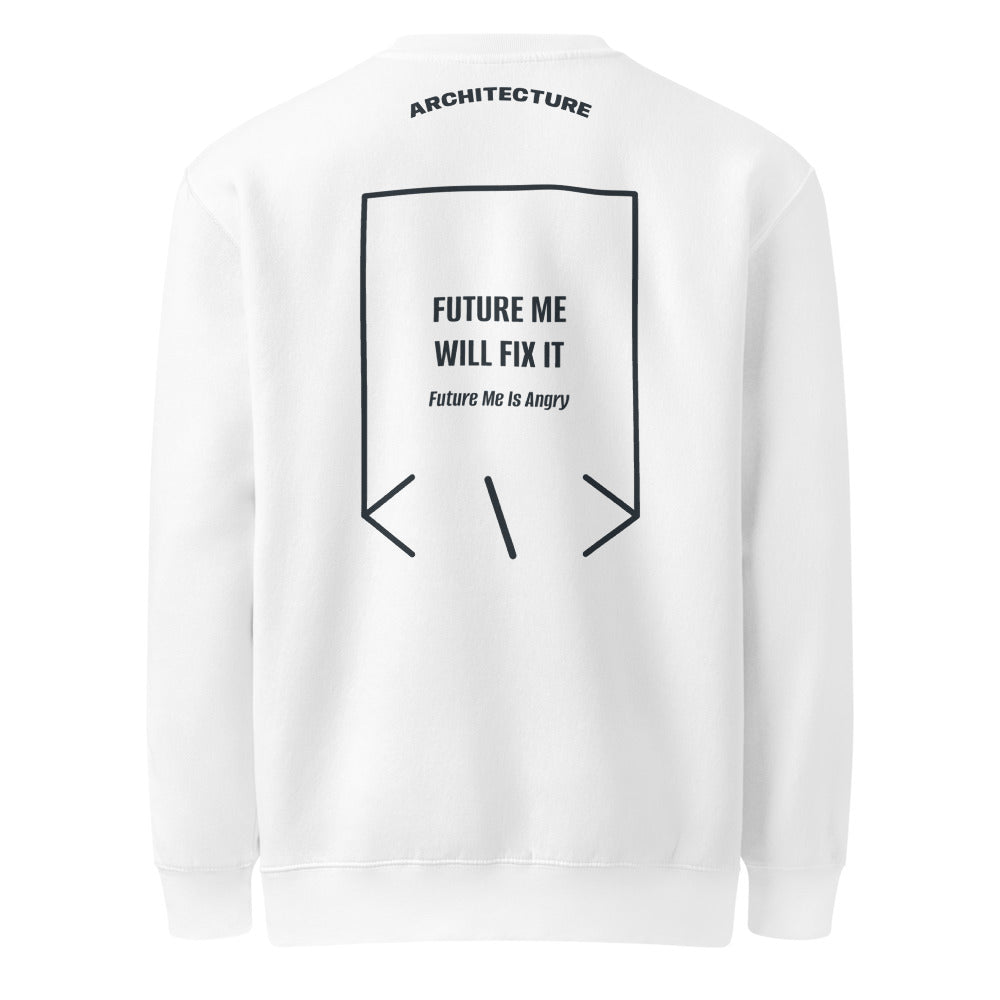 Future Me Will Fix It — White Navy back mockup