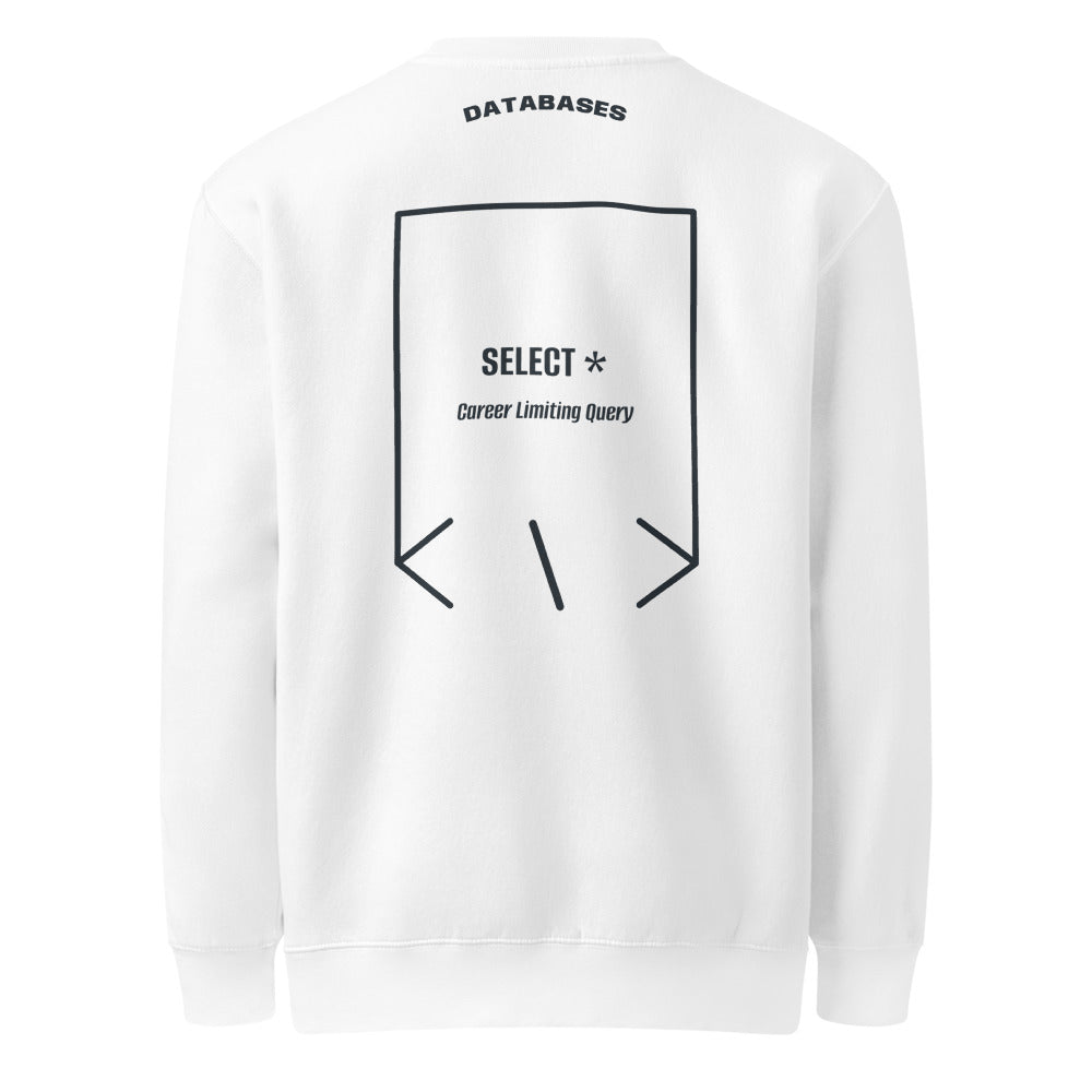 SELECT * — White Navy back mockup