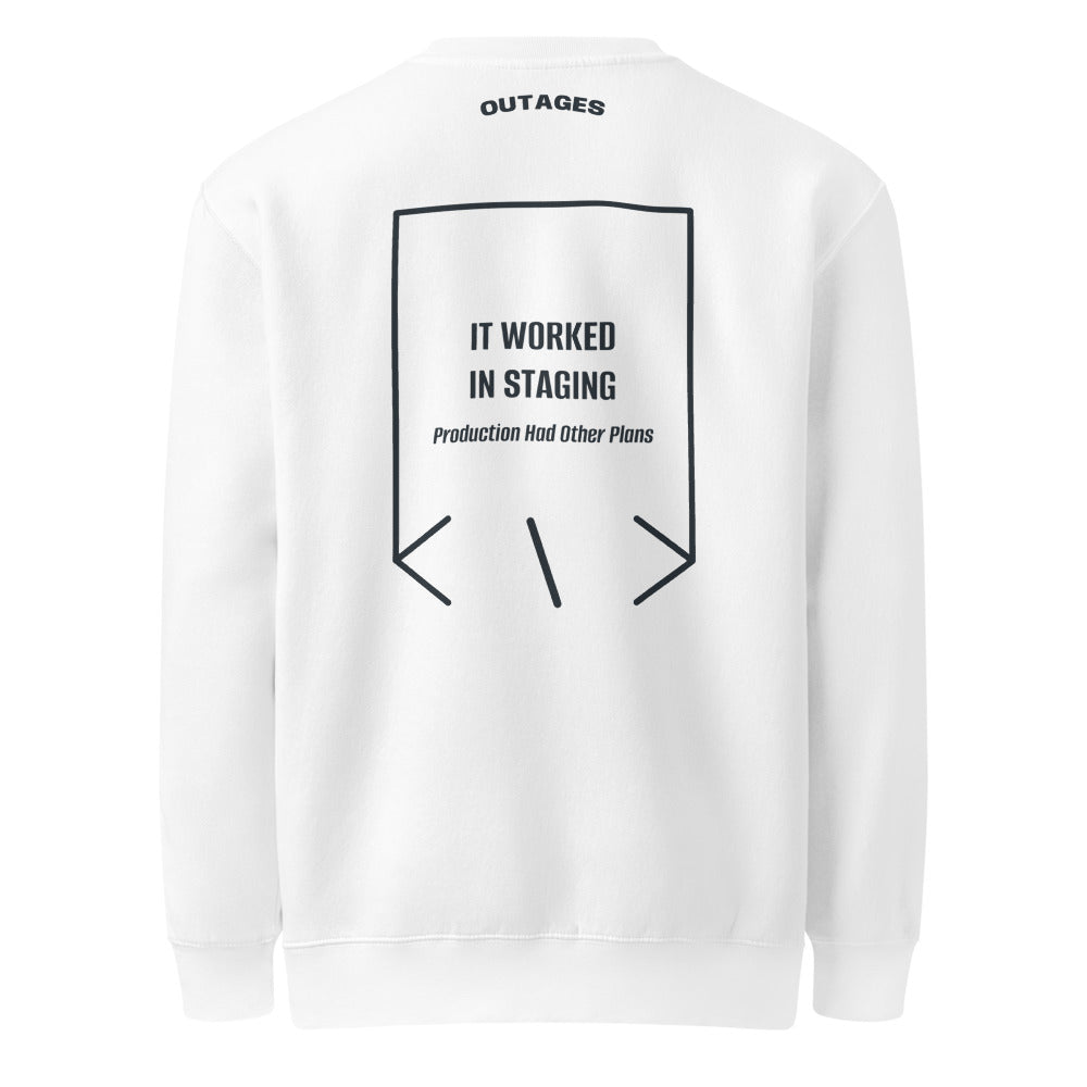 It Worked In Staging — White Navy back mockup