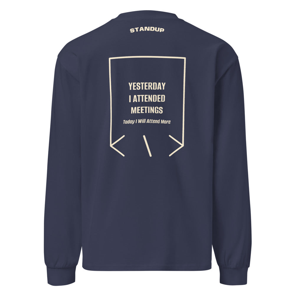 Yesterday I Attended Meetings — Midnight Blue Ecru back mockup