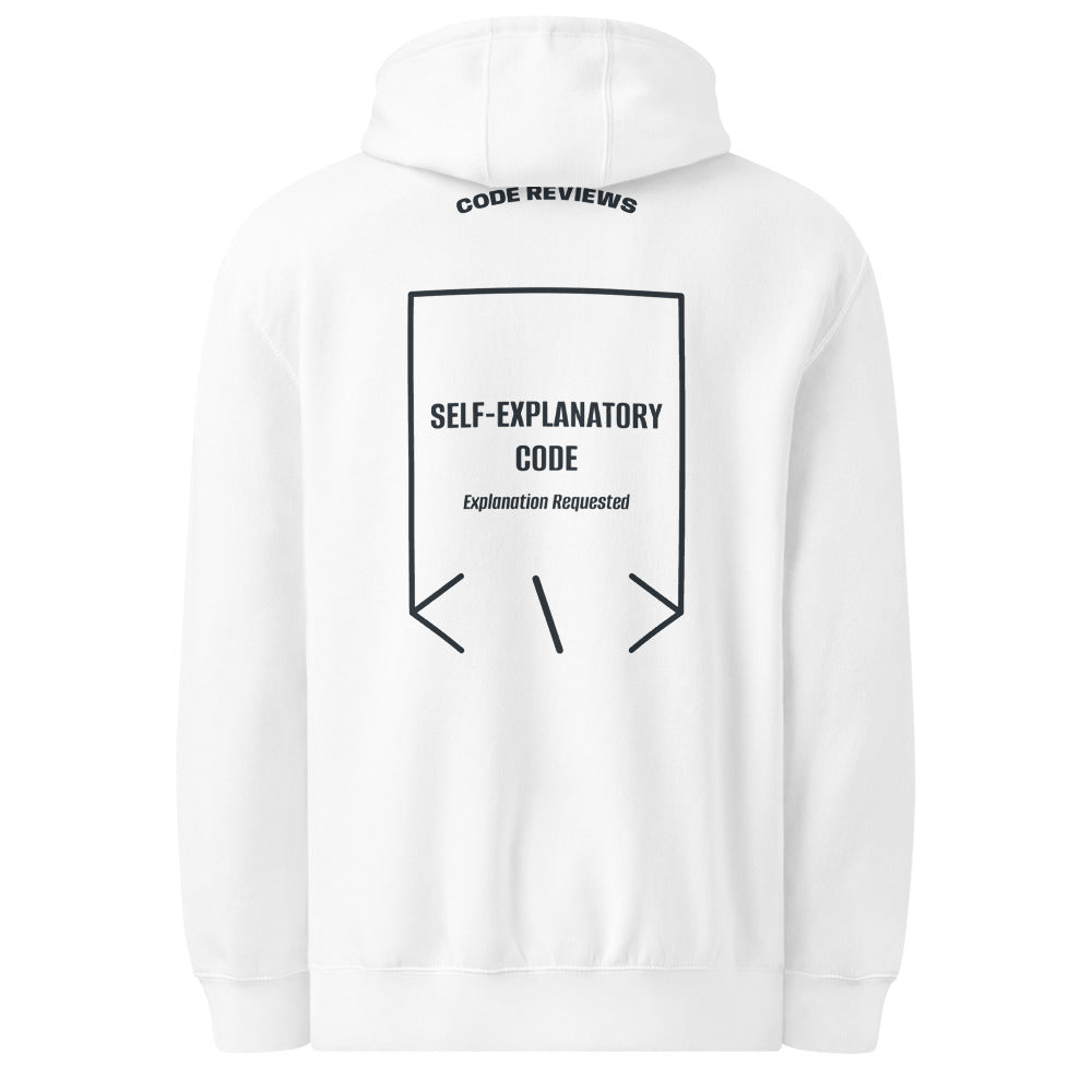 Self-Explanatory Code — White Navy back mockup