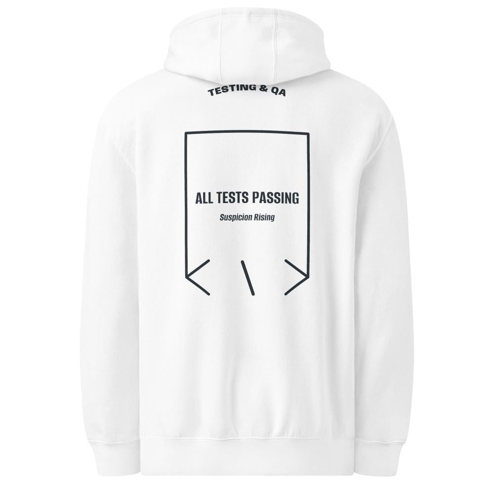 All Tests Passing — White Navy back mockup