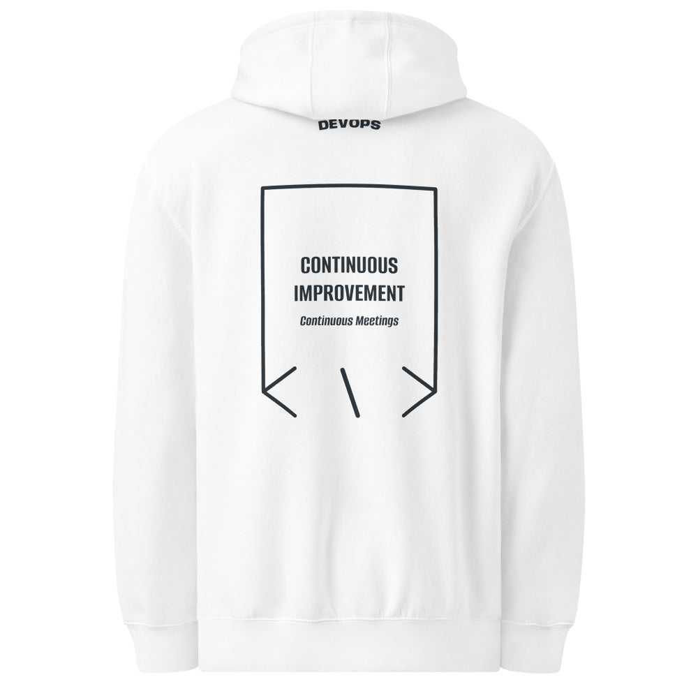 Continuous Improvement — White Navy back mockup