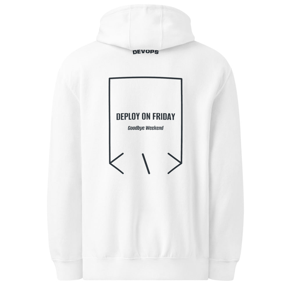 Deploy On Friday — White Navy back mockup