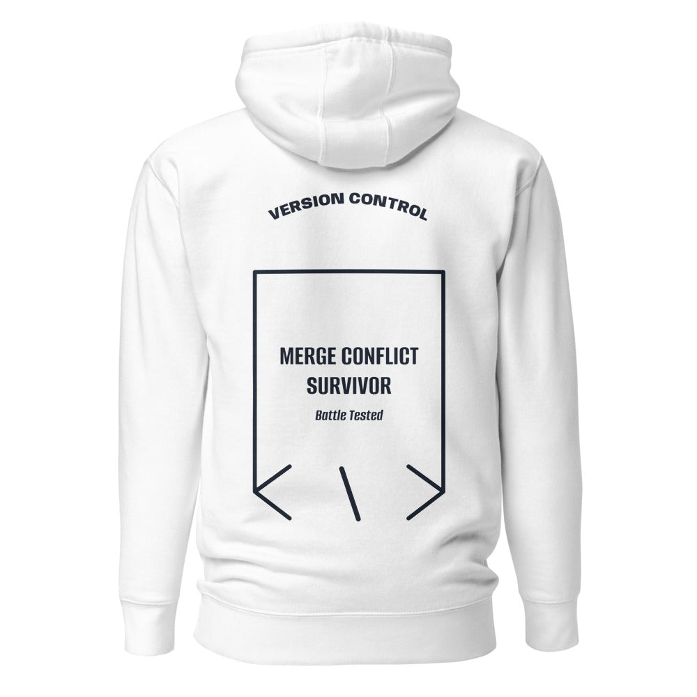 Merge Conflict Survivor — White Navy Blazer back mockup