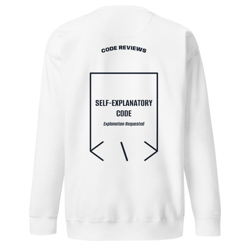 Self-Explanatory Code — White Navy Blazer back mockup