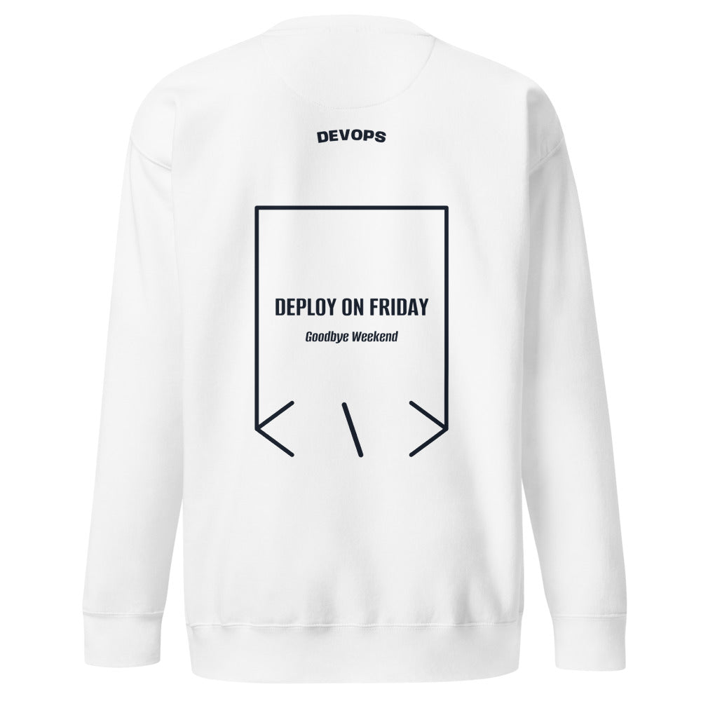Deploy On Friday — White Navy Blazer back mockup