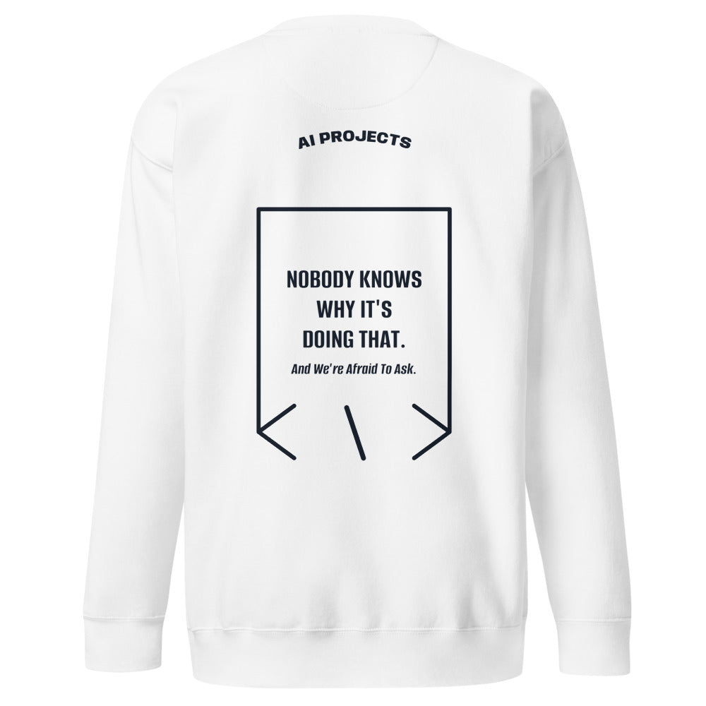 Nobody Knows Why It's Doing That. — White Navy Blazer back mockup