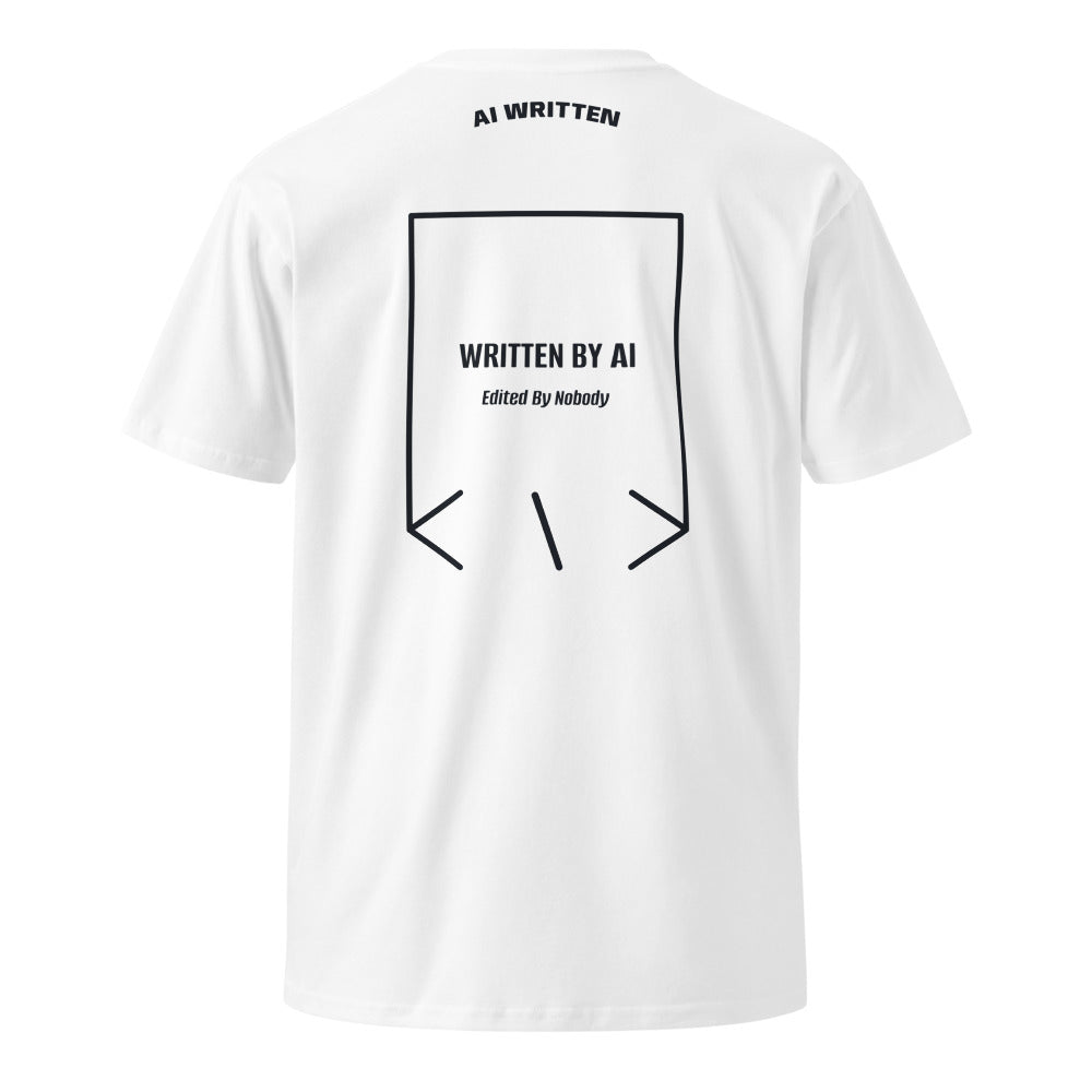 Written By AI — White Navy back mockup