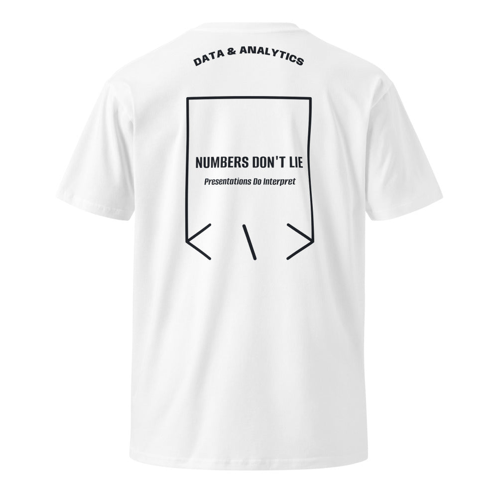 Numbers Don't Lie — White Navy back mockup