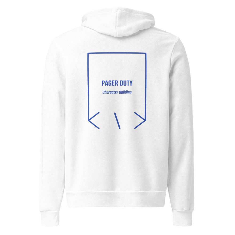 Pager Duty — White True Royal back mockup