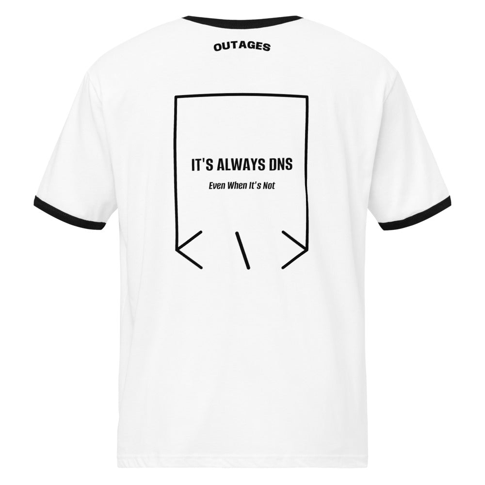 It's Always DNS — White / Black Black back mockup