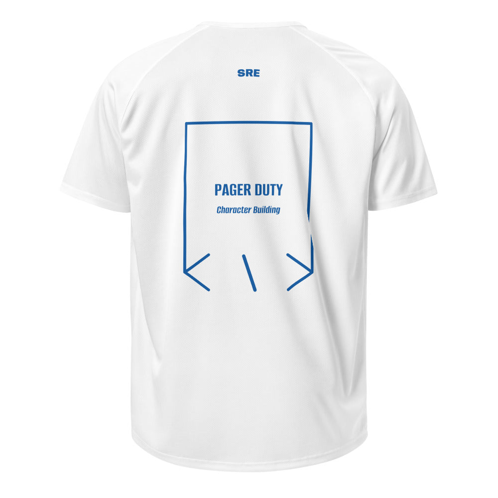 Pager Duty — White Royal Blue back mockup