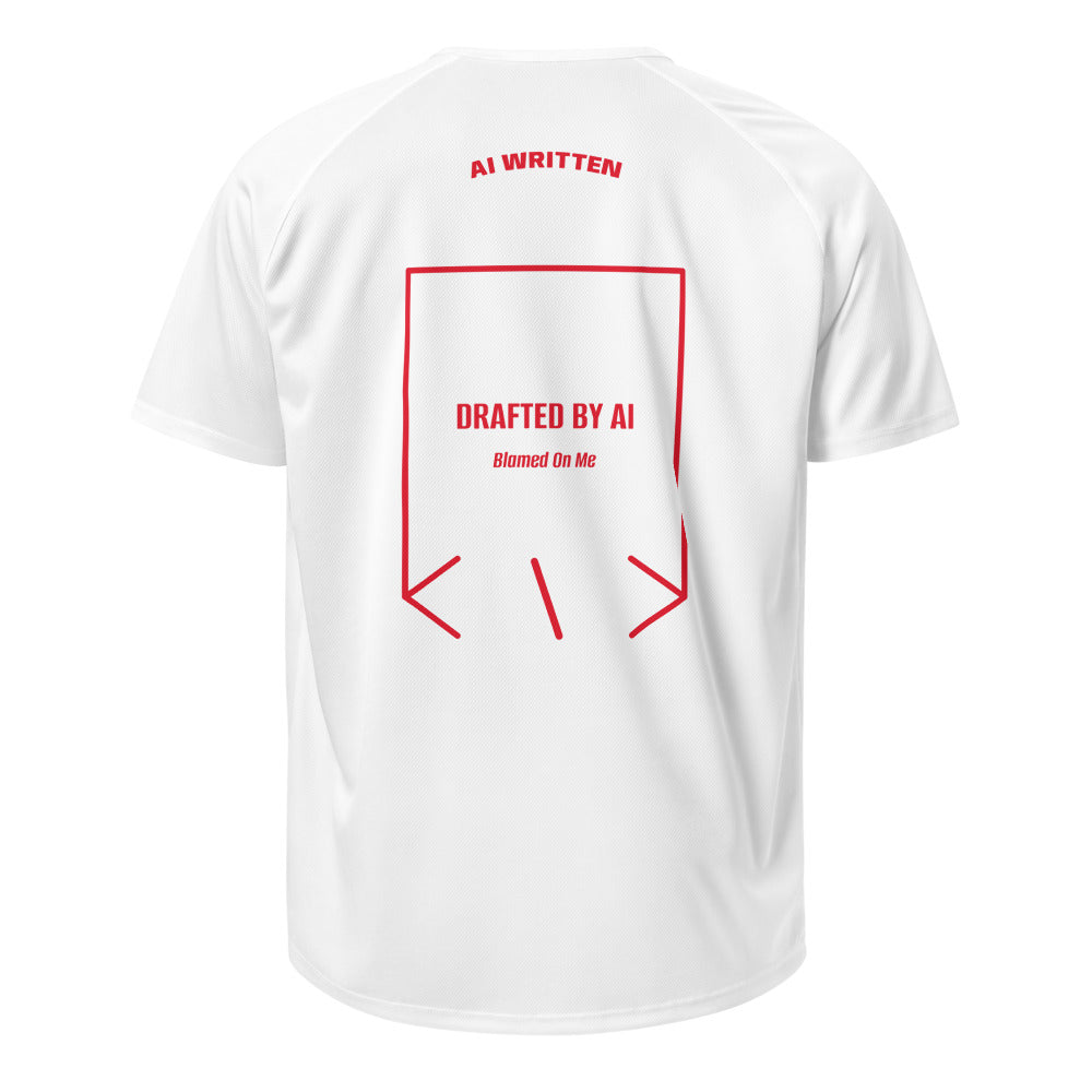 Drafted By AI — White Red back mockup