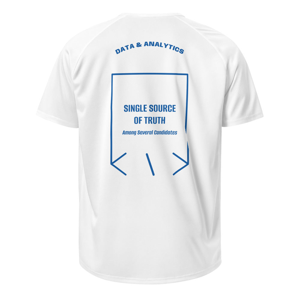 Single Source Of Truth — White Royal Blue back mockup