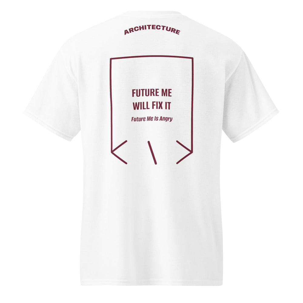 Future Me Will Fix It — White Maroon back mockup